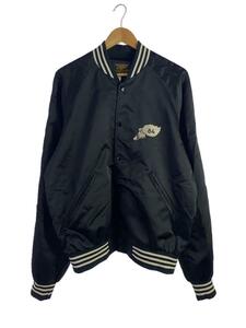 SKOOKUM◆NYLON SATIN VARSITY JACKET/スタジャン/L/ナイロン/BLK/1-UAM21A-2