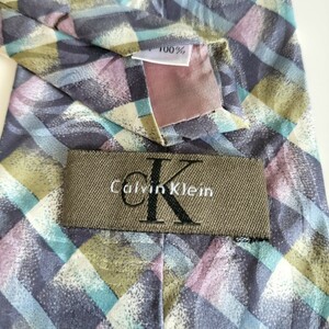 カルバンクライン（Calvin Klein)紫丸模様ストライプネクタイ