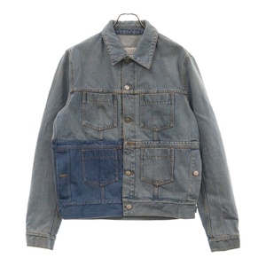 Maison Margiela メゾンマルジェラ 17SS Distressed Denim Jacket カラー切り替え コットン デニムジャケット インディゴ S30AM0358