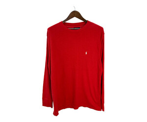 Polo by Ralph Lauren ポロ ラルフローレン ワッフル生地 長袖Ｔシャツ ワンポイントロゴ レッド (メンズ XL) 中古 古着 R4130