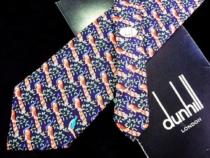 ♪今週の特売980円～♪2144♪良品【dunhill】ダンヒル【鳥 葉っぱ 植物 柄】ネクタイ♪