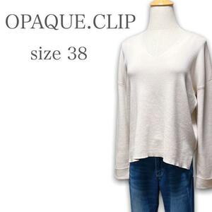 T317★大人可愛い★OPAQUE.CLIP オペークドットクリップ ハイゲージニット Vネック 薄手 人気 Mサイズ ベージュ レディース 万能