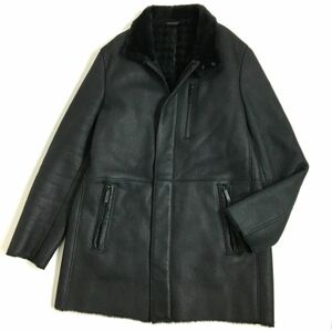 良品▼ARMANI COLLEZIONI アルマーニコレッツォーニ WZIP ムートンコート ブラック EU48/USA38 メンズ 正規品