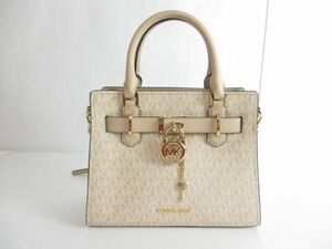 美品 マイケルコース MICHAEL KORS 2WAY ショルダーバッグ ハンドバッグ MKシグネチャー 総柄 35F1GHMS2B ベージュ