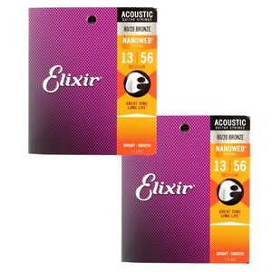 ELIXIR エリクサー 11102 2Pack ACOUSTIC 80/20 Bronze NANOWEB Medium 13-56 アコースティックギター弦 2セットパック