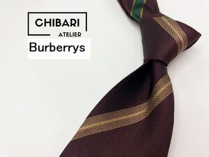 【超美品】Burberrys　バーバリー　ロゴ＆レジメンタル柄 ネクタイ 3本以上 送料無料 メンズ ブラウン　1105238