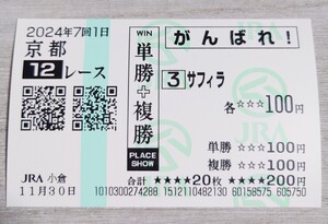 【即決】サフィラ 3歳上2勝クラス 他場応援馬券