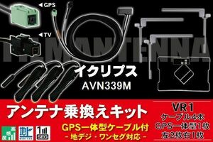 GPS一体型ケーブル & フィルムアンテナ セット イクリプス ECLIPSE DTVF12 同等品 AVN339M 用 VR1 コネクター 地デジ ワンセグ フルセグ