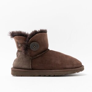 【1円スタート】 UGG australia アグ オーストラリア F19013E MINI BAILEY BUTTON ミニベイリーボタン ムートン ブーツ ブラウン 23cm