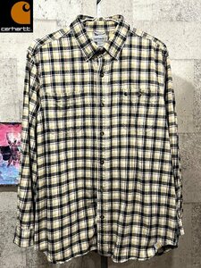 カーハート RELAXED FIT 厚手 ネルシャツ L carhartt ベージュ ヘビー