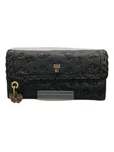 ANNA SUI◆長財布/レザー/BLK/総柄/レディース