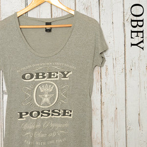 ST2171 オベイ OBEY Tシャツ レディース S 裄丈34 プロパガンダ メール便可 xq