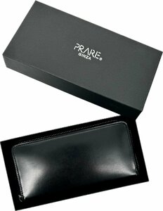 未使用品 Prairie プレリー ナチュラル コードバン レザー 馬革 本革 ラウンドファスナー 長財布 NP49140 黒 日本製 定価￥49,500- 箱付