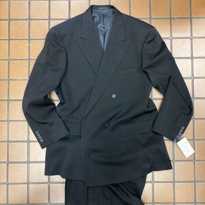 新品★訳あり★高級フォーマル ダブルスーツ セットアップ/漆黒の黒kanebo サイズBB7 礼服喪服 冠婚葬祭 アジャスター台場仕立てafter five