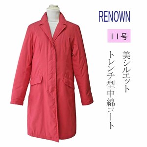 out69 中綿コート　秋冬　9〜11号　赤　レッド　 ミディアム丈　Renown　シンプル　通勤　レディースファッション　20代30代40代　