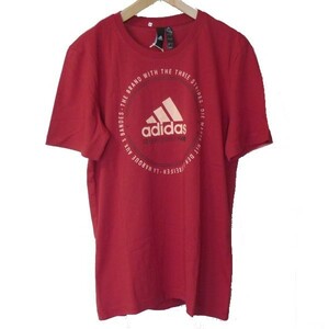 新品◆送料無料●アディダス adidas 赤エンブレムコットンTシャツ(L)