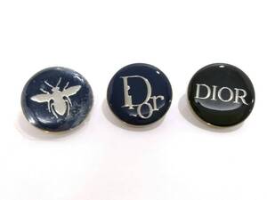 【美品】Christian Dior クリスチャンディオール ピンバッジ 3点セット/ロゴ/蜂/ピンズ/ラウンド/DIOR BEAUTYノベルティ/04OM121701