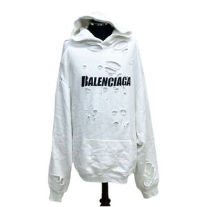 定価168,300円 BALENCIAGA バレンシアガ 21SS Caps Destroyed Hoodie キャップスデストロイフーディー パーカー 659403 TKVB6