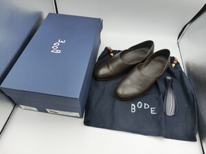 B【1w-11】【80サイズ】BODE ボーディ レザー Brown Leather House Shoe シューズ 表記サイズ39 (25cm程度)/※スレ傷 外箱傷み有