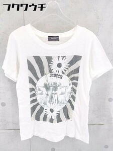 ◇ ZUCCa ズッカ フォト プリント 半袖 Tシャツ カットソー サイズL ホワイト レディース