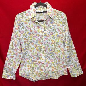 ★レア★70’s★ 古着 Levi’s レディース 長袖 シャツ 襟付き 70年代 ヴィンテージ 鳥柄 花柄 かわいい 希少品 クリーニング済み (06166E