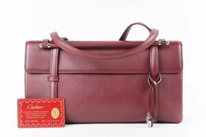 【超美品】Cartier カルティエ カボション ハンドバッグ ボルドー ブランド鞄 レディース【OD49】