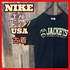 カレッジ 風 ナイキ S スポーツ メンズ ブラック USA古着 半袖 Tシャツ