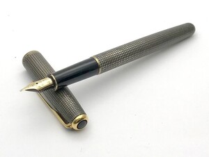 1000円スタート 万年筆 PARKER パーカー ソネット シズレCT シルバー 925 ペン先 18K 750 M刻印 長さ約13.5cm 筆記用具 文房具 12 L3028