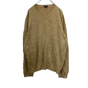 J.CREW Vネックニット XL ベージュ J.クルー 無地 シンプル ニットセーター 薄手 古着卸 アメリカ仕入 t2202-4171