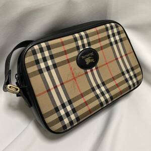 BURBERRY ショルダーバッグ Burberrys ノバチェック バーバリー レザー 肩掛け シャドーホース ブラック　黒