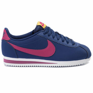 美品★NIKE ナイキ W CLASSIC CORTEZ LEATHER ウィメンズ クラシックコルテッツ ローカットスニーカー 24.5cm ネイビー系