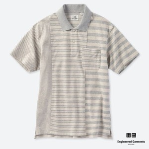 定価即決 ユニクロ Engineered Garments ドライカノコボーダーポロシャツ 半袖 グレー サイズS 未使用品 UNIQLO エンジニアドガーメンツ