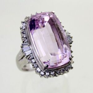 ◎中古美品◎プラチナ　クンツァイト　20.84ｃｔ　ダイヤ　0.67ｃｔ　リング 10号