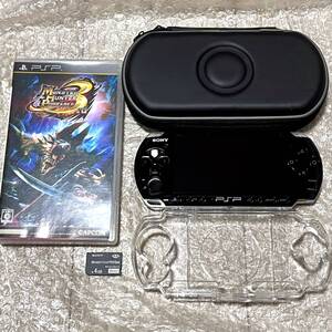 〈美品・画面無傷・動作確認済み・最終型〉PSP-3000 本体 ピアノブラック ＋モンスターハンターポータブル3rd PlayStation Portable 薄型