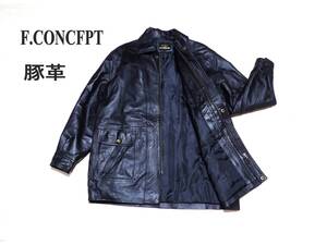 ☆マットな質感の革製品です　☆F.CONCEPT　☆豚革　☆レザーコート　☆レザージャケット　☆ヴィンテージ　☆ブラック　☆メンズ　☆S