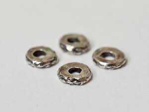 ●わくわく とんぼ玉★カレンシルバー刻印入円形ディスクビーズ4個セットG(Φ6.0mm) Silver925 銀 銀ビーズ【T21005G】【競】