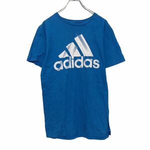 adidas 半袖 プリントTシャツ M ブルー ホワイト アディダス ロゴ シンプル 古着卸 アメリカ仕入 a508-5572