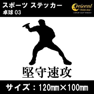 卓球 ステッカー スポーツ 03 全26色 スローガン 部活 応援 クラブ チーム シール 車 バイク 傷隠し