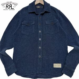 極美品/L相当●RRL ダブルアールエル インディゴ染め CPO シャツ ジャケット ウォッシュ加工 ヴィンテージ感 刺し子 ラルフローレン メンズ