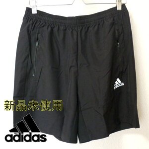 新品未使用/送料無料L★アディダス adidas 黒ハーフパンツ/ショートパンツ/ジップ付きポケット/軽量/丈短め/ブラック