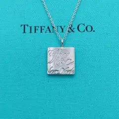 Tiffany & Co. ネックレス　ノーツ　プレート　スクエア　シルバー