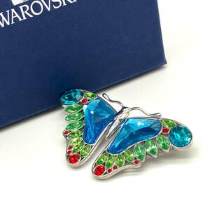 美品 SWAROVSKI スワロフスキー バタフライモチーフブローチ クリスタル カラーストーン Ag925 シルバー 総重量30.0ｇ