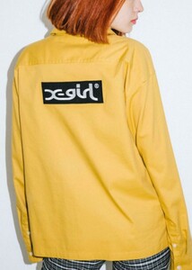 数回使用☆X-girl☆BOX LOGO L/S SHIRT☆サイトでベージュ表記あり☆定価12100円☆メンズライクサイズ☆サイズ1☆エックスガール