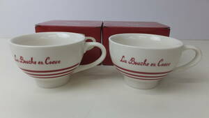 ◆KALDI　カルディ　La Bouche en Coeue　スープカップ　2個セット　容量約245ml　箱付き　未使用品　高さ約6.5cm 口径約10cm　マグカップ