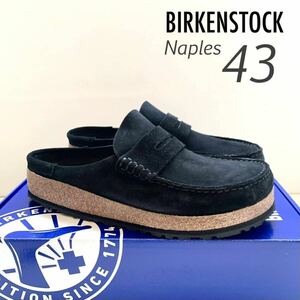 新品 BIRKENSTOCK ビルケンシュトック Naples ネープルス スエード レザー ローファー サンダル 43 黒 ブラック メンズ 28㎝ 送料無料