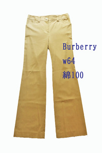 628-9　新品タグ付き　パンツ　スラックス　バーバリー　Burberry（三陽商会）綿100　春夏　ベージュ　9号　Mサイズ　レディース　未使用