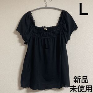 新品 WAT HAMK TOG 半袖 トップス L ブラック 未使用 無地 レース カットソー 黒 ラブリー 女の子 お出かけ