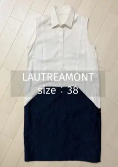 【美品】LAUTREAMONT ワンピース  ホワイト　ネイビー　花柄　サイズM