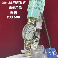 90s 未使用 AUREOLE クォーツ 白蝶貝 純正ベルト 電池交換済 腕時計