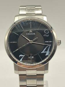 【ITVPYOM3WG8O】SEIKO セイコー CREDOR クレドール 4L75-00C0 自動巻き オートマチック SS デイト 黒文字盤 メンズ 裏スケ